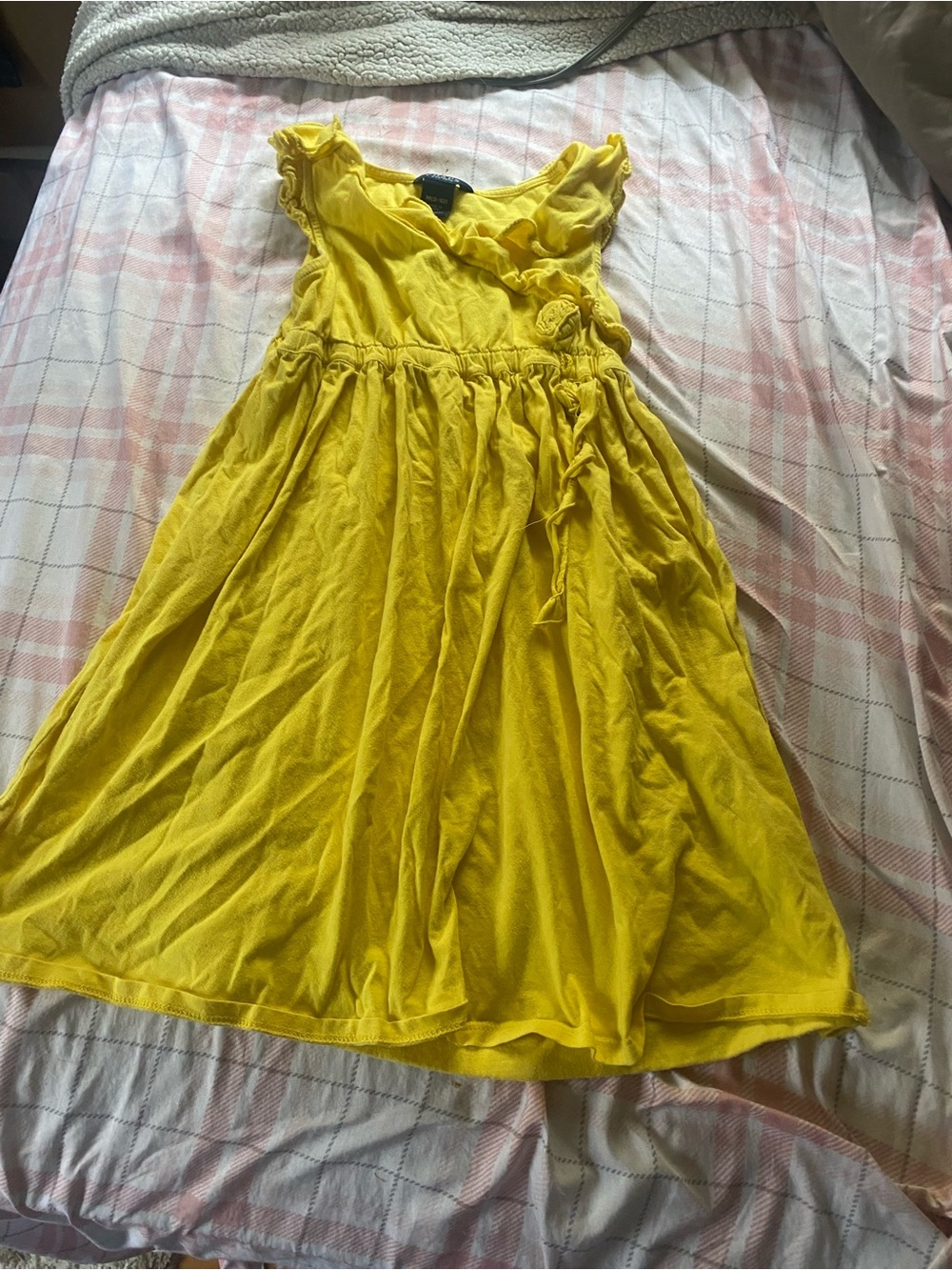 Bright Yellow Girls' Ruffle-Trim Dress